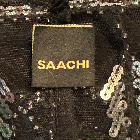 Like new SAACHI Art Deco Black & Silver Sequin Mesh Capelet Size One Size - Picture 2 of 6
